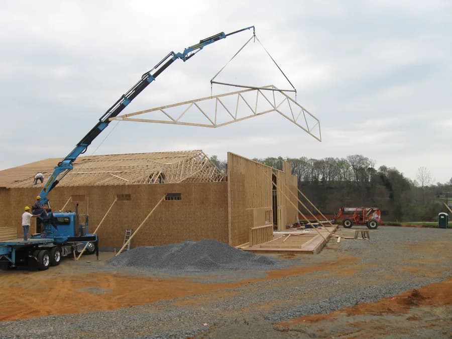 The new store building under construction in 2014