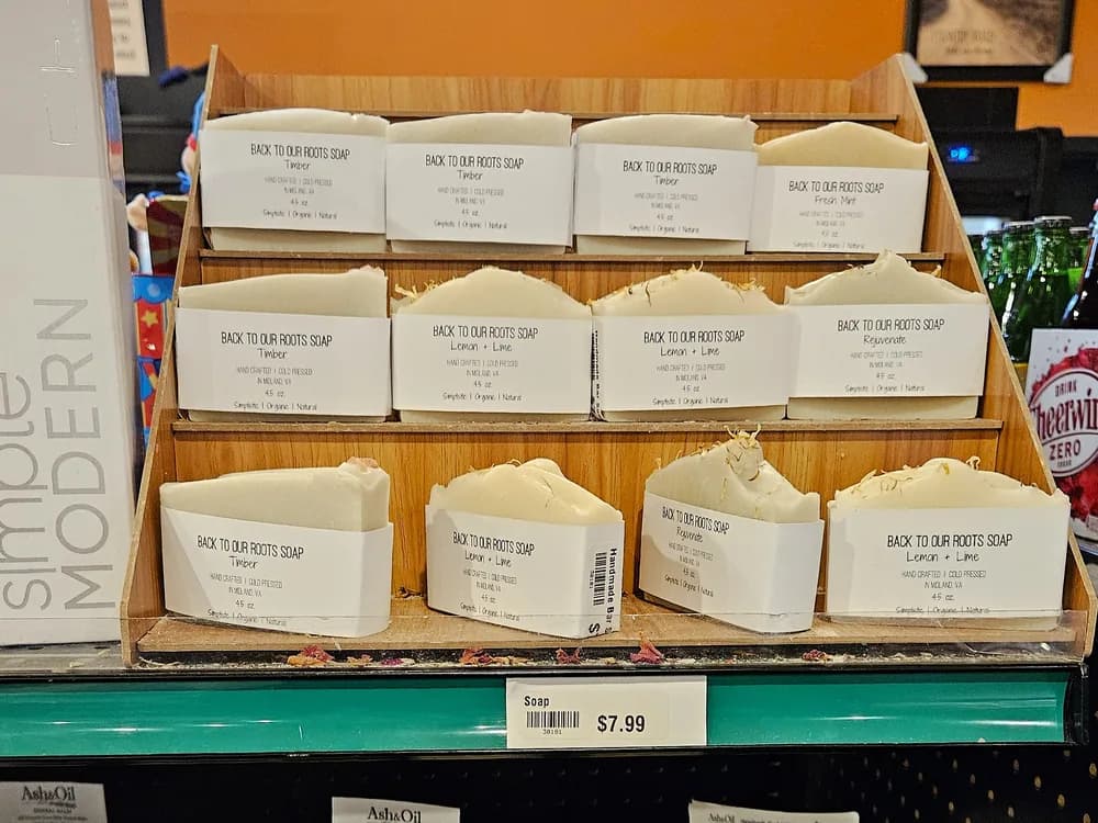 Shelves of handmade soaps